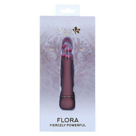 Maia Flora Fiercely Powerful Bullet Vibrator Burgundy in elegant packaging with floral design.