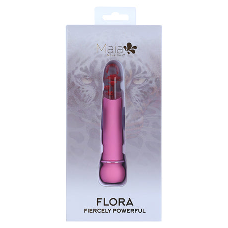 Maia Flora Fiercely Powerful Bullet Vibrator Pink in stylish packaging with a unique design.