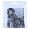 Maia Cooper Liquid Silicone Dual Super Stretch C-Ring Brown in packaging with display information.