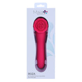 Maia Roza Silicone Premium Dual-Motor Rose Massager in elegant packaging showcasing its rose-shaped design.