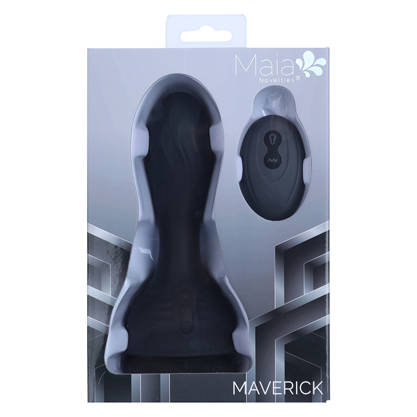 Maia Maverick Remote Control Vibrating Inflatable Anal Plug packaging with remote control.