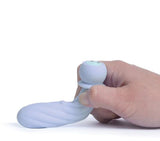 Maia Symba Flexible Bullet Vibrator Purple Swirl held in hand, showcasing its compact and flexible design.