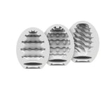 Satisfyer Masturbator Egg 3 Pack Riffle Bubble Fierce featuring unique interior textures for varied sensations.