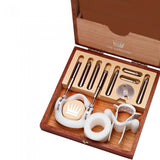 Jes-Extender Original Standard Penis Extender kit in a classic mahogany case with traction device components.