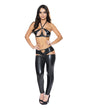 Liquid Onyx Halter Bra & Cutout Pants Black S M displayed on a model, showcasing a sleek two-piece lingerie set.
