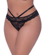 Ooh La Lace Peek-a-Boo Cheeky Panty Black Queen featuring lace and elastic straps for a seductive look.