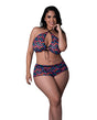 Hazy Dayz Gummy Bear Blacklight Halter & Short Set Multi model showcasing playful bikini for nightlife.
