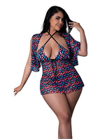 Hazy Dayz Gummy Bears Blacklight Reactive Lingerie Set model wearing sheer mesh dress and halter triangle bra