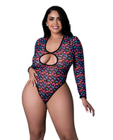 Hazy Dayz Gummy Bears Blacklight Reflective Teddy Multi QN showcasing a model in vibrant gummy bear print teddy.