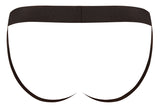 Male Power Satin Lycra Jock Strap Black Small Medium rear view with elastic straps