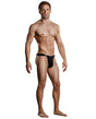 Male Power Bong Clip Thong Black L XL displayed on a model, showcasing a sleek design and comfortable fit for modern men.