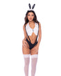 Mapale Sexy Bunny 3 Piece Set Black White L XL featuring a model in a flirty bunny outfit with headband.