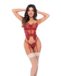 Mapale Lace Bustier Garter Thong Set Rosewood