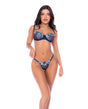 Floral Embroidered Underwire Bra Thong Set Poppy Blue