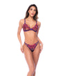 Mapale Floral Mesh Triangle Bra & Panty Set Orchid displayed on a model, showcasing delicate embroidery and sheer mesh.