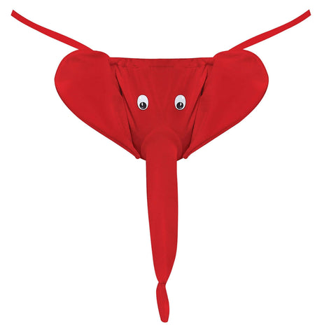 Male Power Novelty Squeaker Elephant G-string featuring a playful elephant design with large ears and trunk.