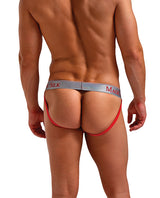 Magic Silk 100% Silk Jock Strap Red Small Medium worn from the back, showcasing its soft silk and supportive design.