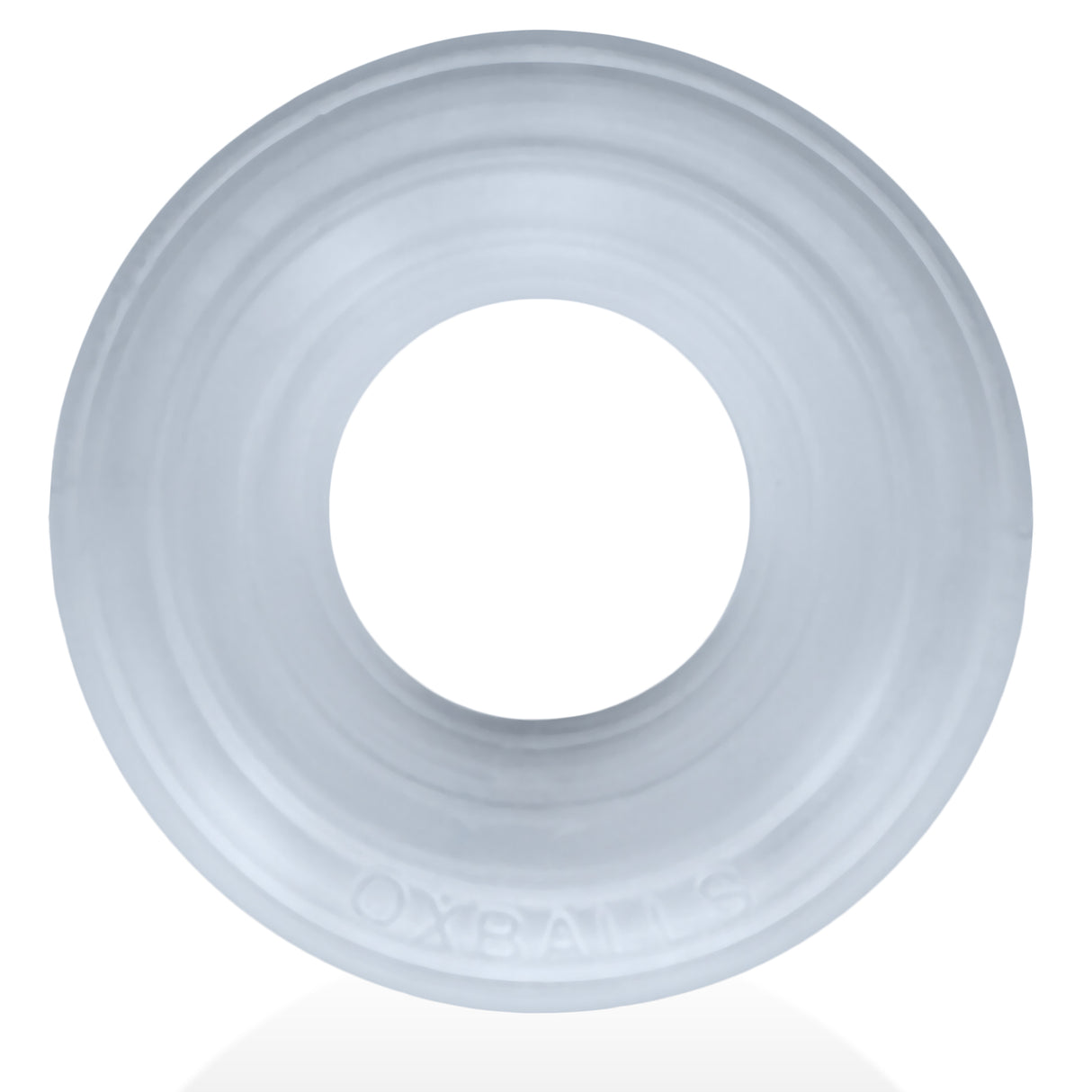 Oxballs Roto Grooved Gripper-Ribbed Cockring Clear Steam showcasing its unique ribbed design and clear finish.