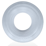 Oxballs Roto Grooved Gripper-Ribbed Cockring Clear Steam showcasing its unique ribbed design and clear finish.