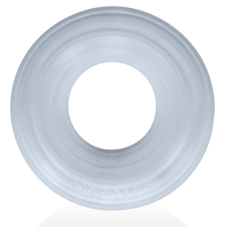 Oxballs Roto Grooved Gripper-Ribbed Cockring Clear Steam showcasing its unique ribbed design and clear finish.