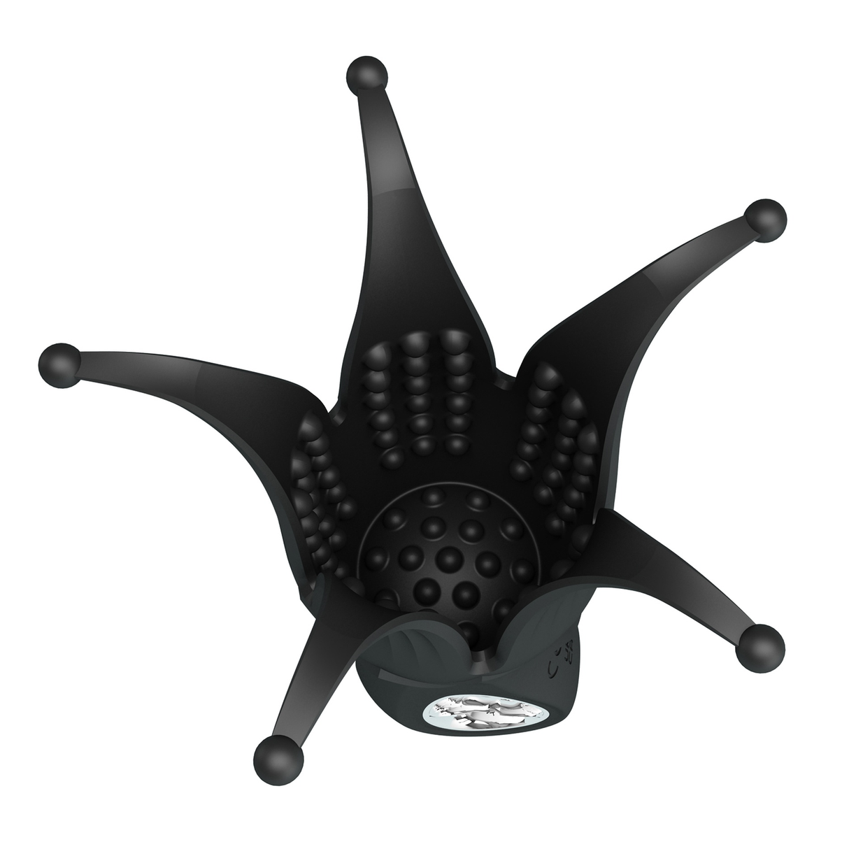 Pretty Love Arella Multi Petal Stimulator Black, octopus-shaped vibrating penis trainer for unique stroking experiences.
