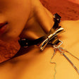 Luxurious UPKO Butterfly Effect leather choker with bow design, showcasing elegant craftsmanship and trendy style.
