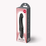 Fun Factory Mr Boss G-Spot Vibrator Black in packaging showcasing its ergonomic design and features.