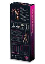 Xgen Power Pole Pro Spinning Dance Pole Silver packaging with features and safety instructions.