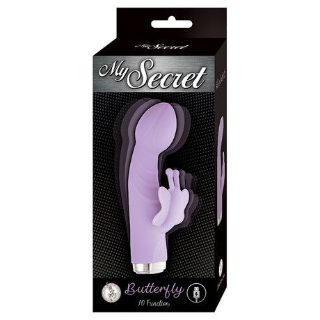 Nasstoys My Secret Butterfly Rabbit Vibrator Purple packaging showing the vibrant design and features.