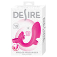 Desire Finger Massager Dual Motor Pink packaging featuring a clitoral and G-spot double action design.