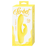 Product packaging of Sorbet Lemon Rabbit Vibrator Yellow showcasing its design and features.