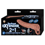 The Great Extender 2n1 Brown 8 inches, a versatile 8 inch extender and masturbator with realistic design.