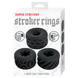 Super Stretchy Stroker Rings Black packaging featuring three textured silicone cock rings