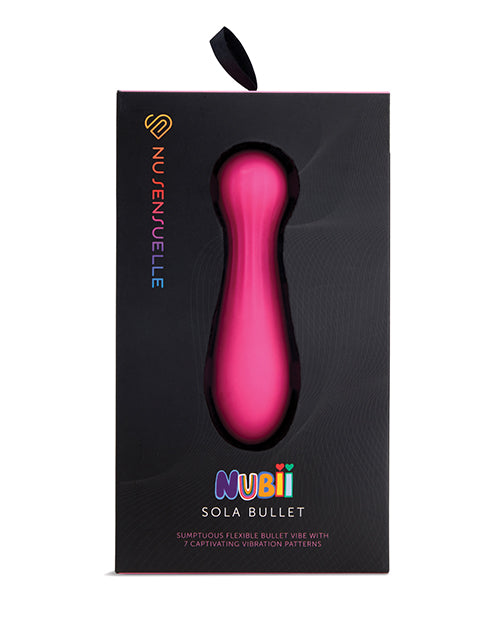 Sensuelle Nubii Sola Bullet Vibrator Pink in sleek packaging, showcasing its playful design and flexibility for clitoral stimulation.