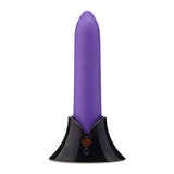 Nu Sensuelle Point 20 Function Silicone Bullet Purple in sleek holder with a smooth silicone finish.