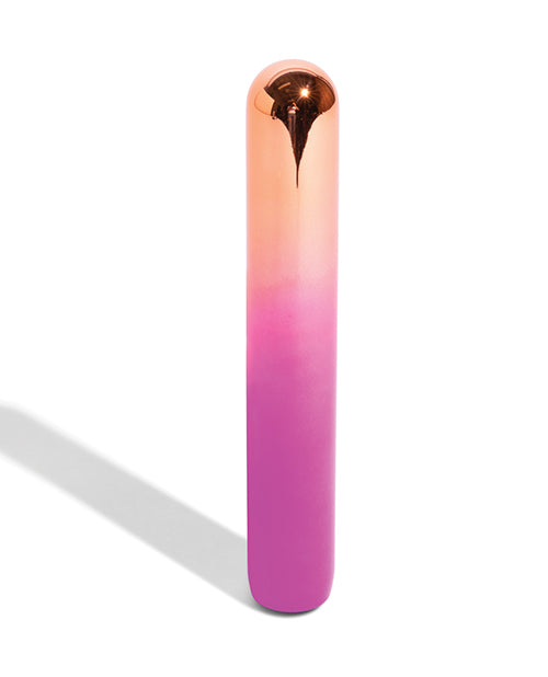 Sensuelle Aluminium Rumba Double Motor Ombre Warming Bullet with a sleek rainbow ombre design and glossy finish.