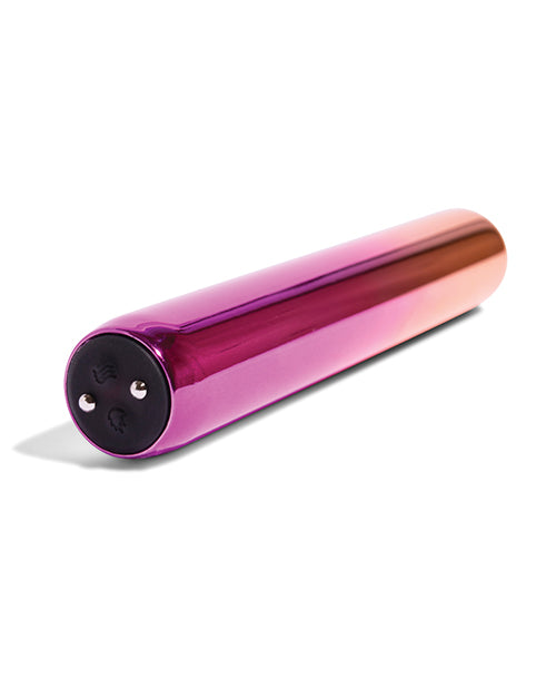 Sensuelle Aluminium Rumba Double Motor Ombre Warming Bullet showcases a sleek rainbow ombre design and powerful motors.