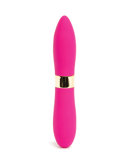 Nu Sensuelle Double Ended Deux Bullet Vibrator Magenta in a sleek pink design with gold accents for versatile stimulation.