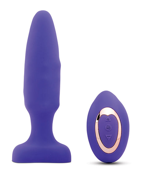 NU Sensuelle Fino Roller Motion Plug Ultra Violet and remote control for enhanced pleasure.