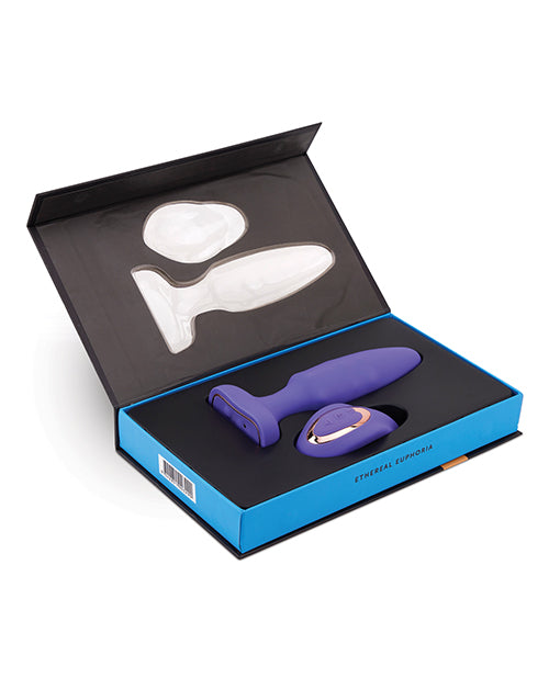NU Sensuelle Fino Roller Motion Plug Ultra Violet displayed in its packaging with accessories.