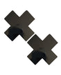 Neva Nude Dom Queen Status Wet Vinyl X Pasties Black QN in glossy vinyl X shape for confident coverage.