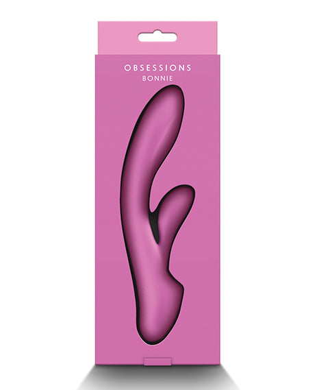 Obsessions Bonnie Vibe Light Pink silicone vibrator in packaging, designed for pleasurable experiences with its soft curves.