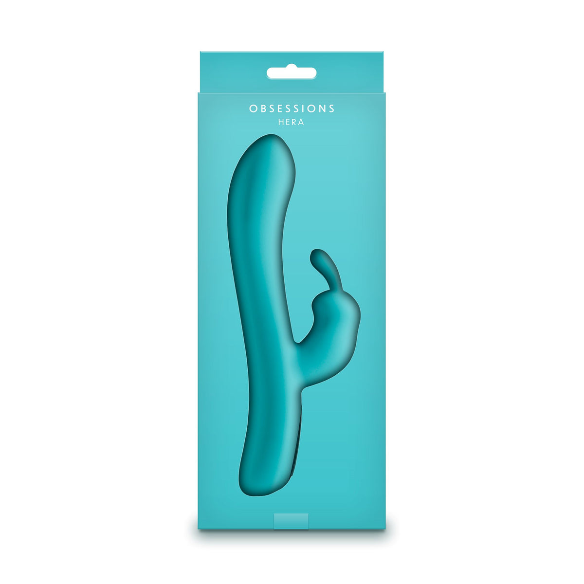 Obsessions Hera Silicone Rabbit Vibrator Light Green packaging showcasing a dreamy, plush, dual stimulation vibrator.