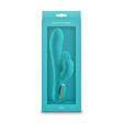 Obsessions Hera Silicone Rabbit Vibrator Light Green in vibrant packaging featuring a smooth silicone design.