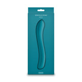 Obsessions Zeus Silicone G-Spot Vibrator Dark Green in packaging with sleek design and vibrant color.