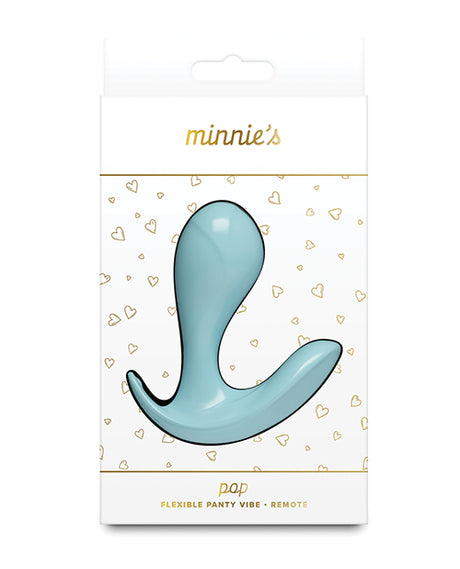 Minnies Pop Panty Vibe with Remote Blue packaging showcasing its flexible design and pleasing color.