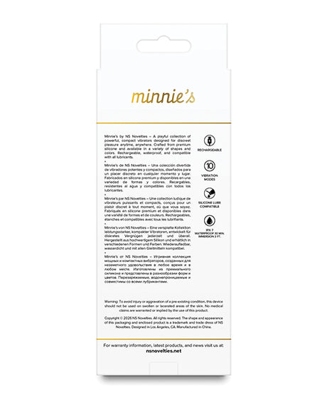 Minnies Wink Flexible Curved Vibe Aqua packaging with brand details and care instructions.