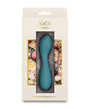 X & Os Cherish Silicone Rechargeable Vibe Teal packaging with floral design and product details.