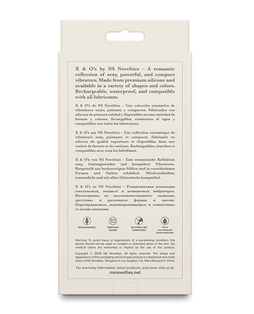 X & Os Cherish Silicone Rechargeable Vibe Teal packaging description and features; waterproof and rechargeable.