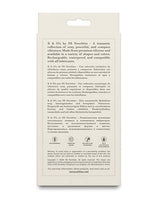 X & Os Cherish Silicone Rechargeable Vibe Teal packaging description and features; waterproof and rechargeable.